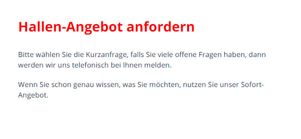 Hallen Angebot im Raum Uedem