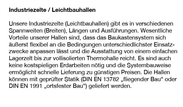 Industriezelte für Uedem - Steinbergen, Kirsel, Keppeln, Beckerskath, Uedemerbruch, Totenhügel oder Hollen, Halvenboom, Buchholt
