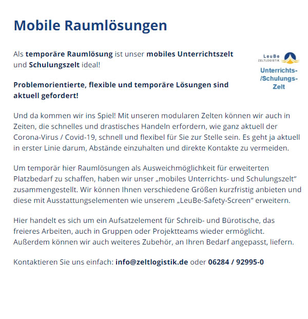 Mobile Raumloesungen bei Uedem