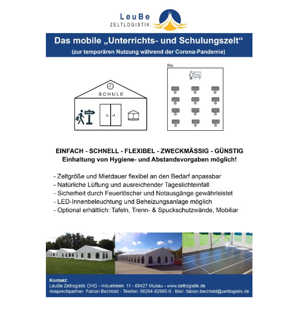 Unterrichtszelt im Raum Uedem