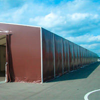 Leichtbauhalle Typ 20/440 x 40m mit Planenbekleidung in Dach und Wand