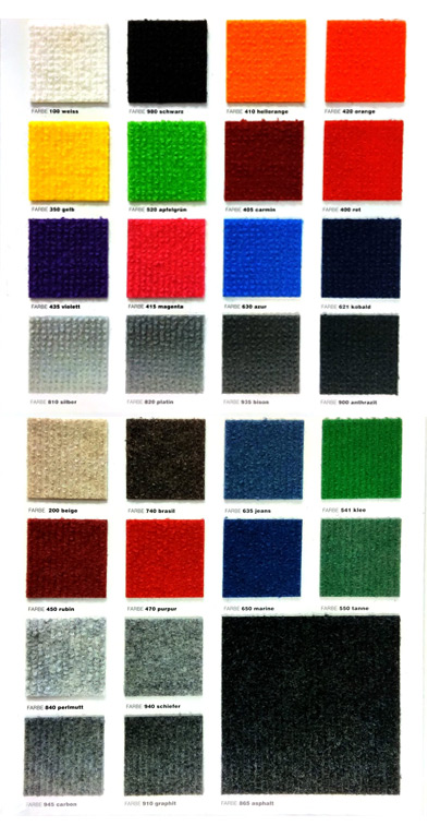 Farbmuster für Teppichböden